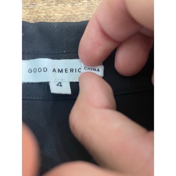 NWT Good American Women's Black scuba Button Down Shirt Dress Size 4 - Picture 6 of 13